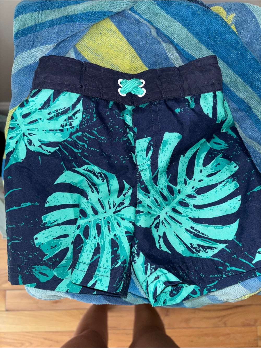 Cat & Jack Navy and Teal Tropical Swim Shorts
